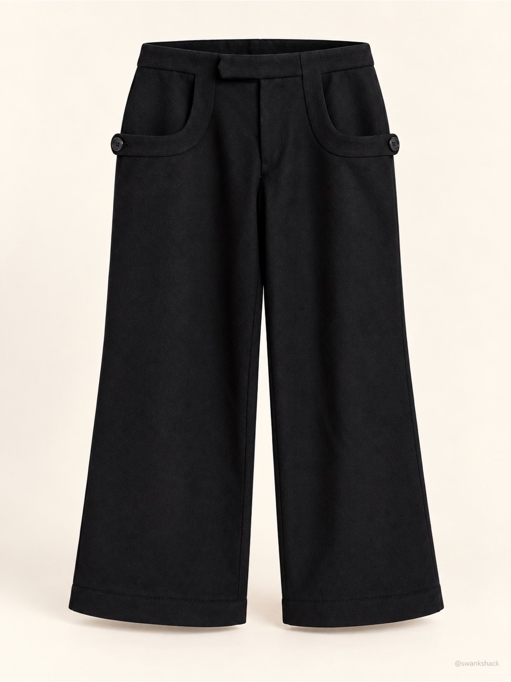 Marni 100% Wool Cropped Wide Leg Pants Button Tabs IT 42